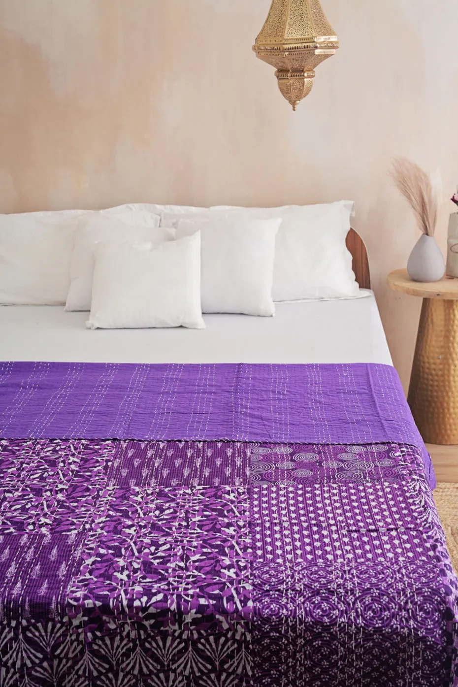 Purple kantha quilt deals