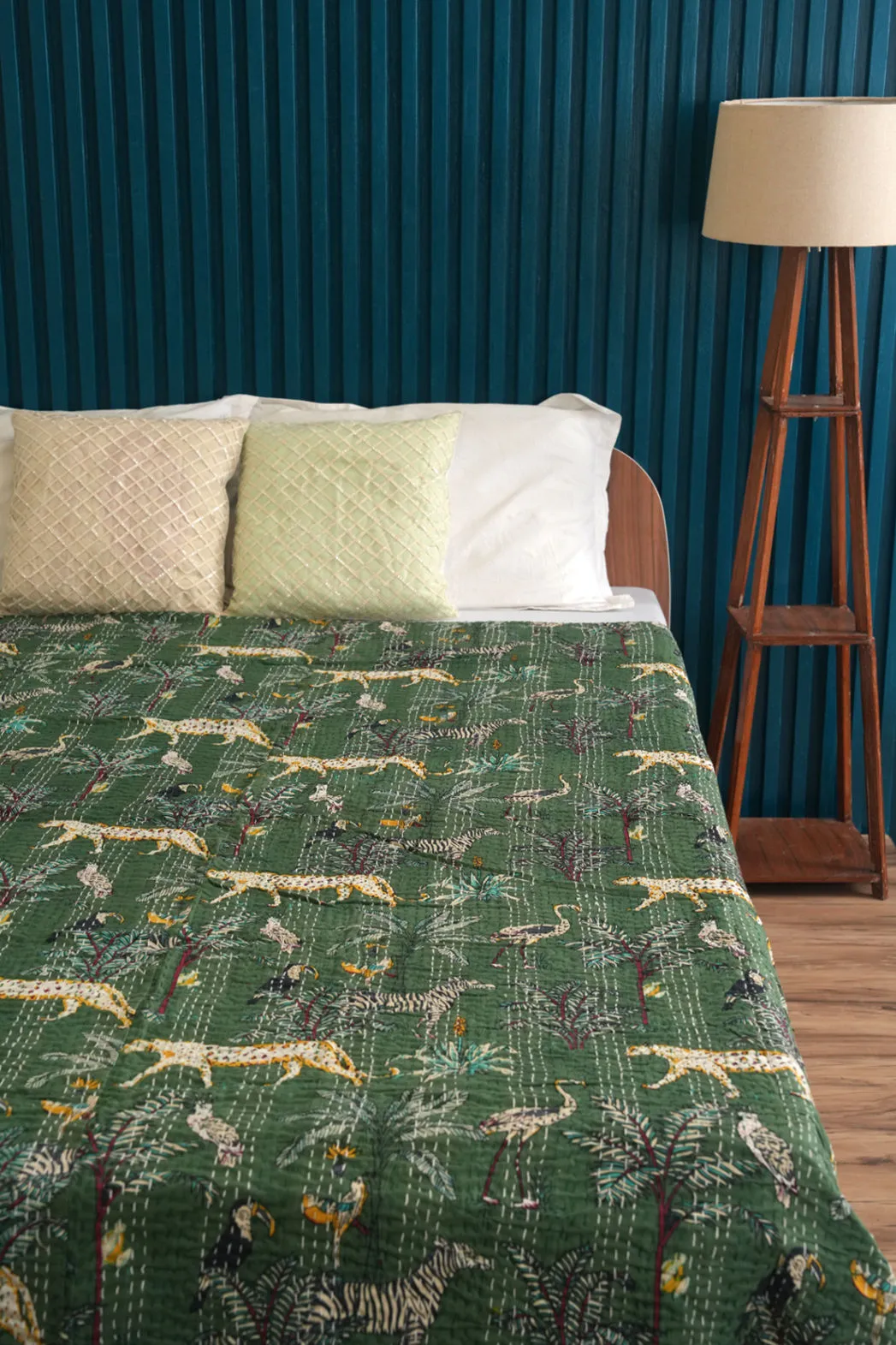 Safari Kantha Throw - Green