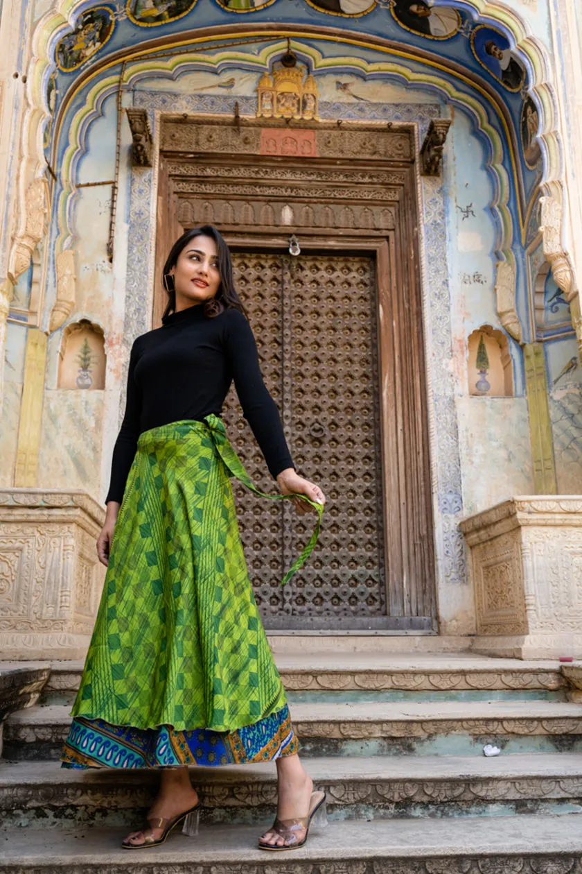 Wrap Around Silk Maxi Long Wrap Skirt
