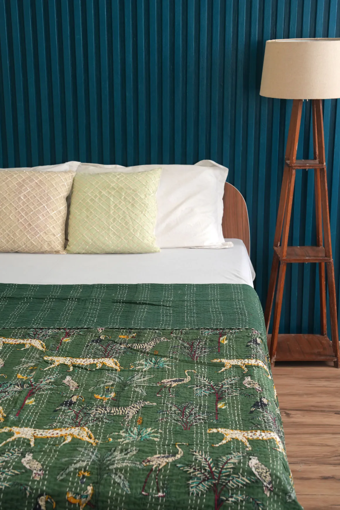 Safari Kantha Throw - Green