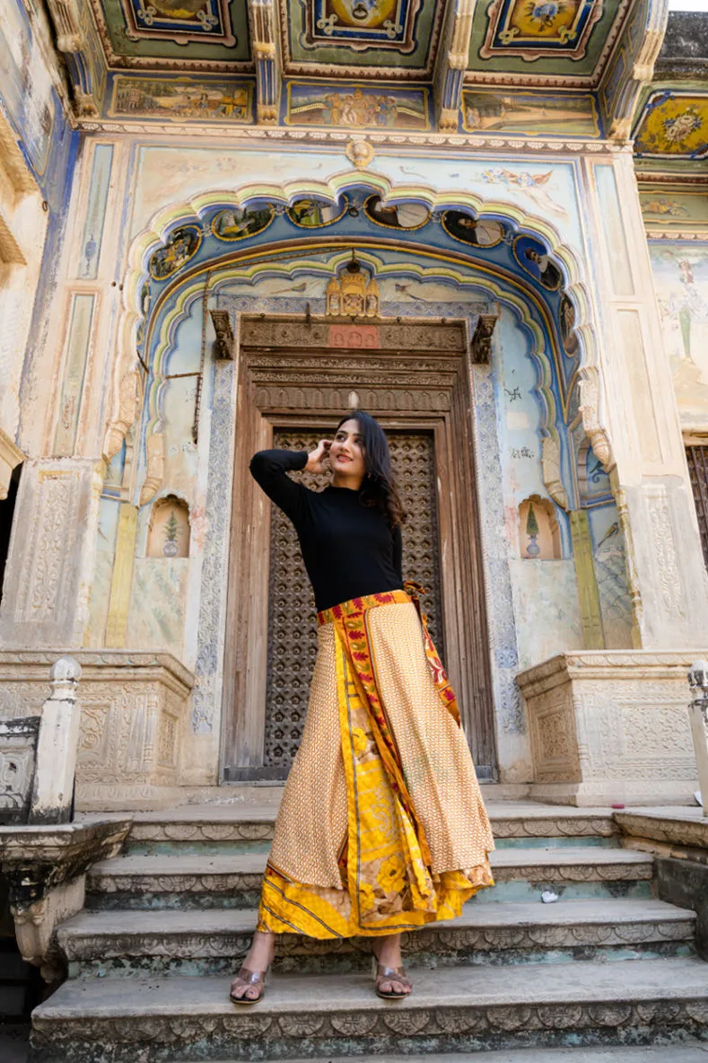 Silk Sari Magic Wrap Skirt Reversible
