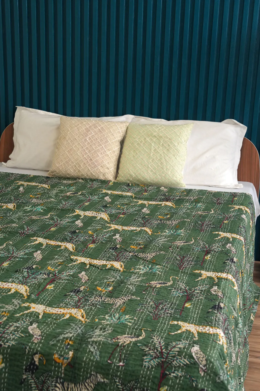 Safari Kantha Throw - Green
