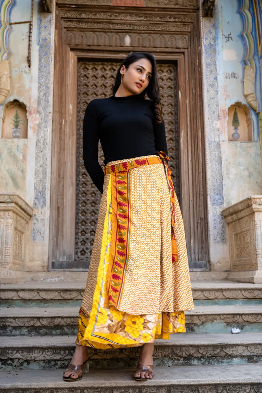 Silk Sari Magic Wrap Skirt Reversible